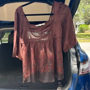 Gibson Burgundy Floral Women's Blouse